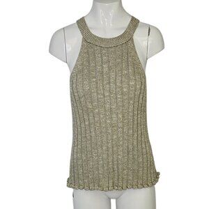 Anthropologie Pilcro Halter Ribbed Sweater Tank, Stretch, Green, Size XL, NWT